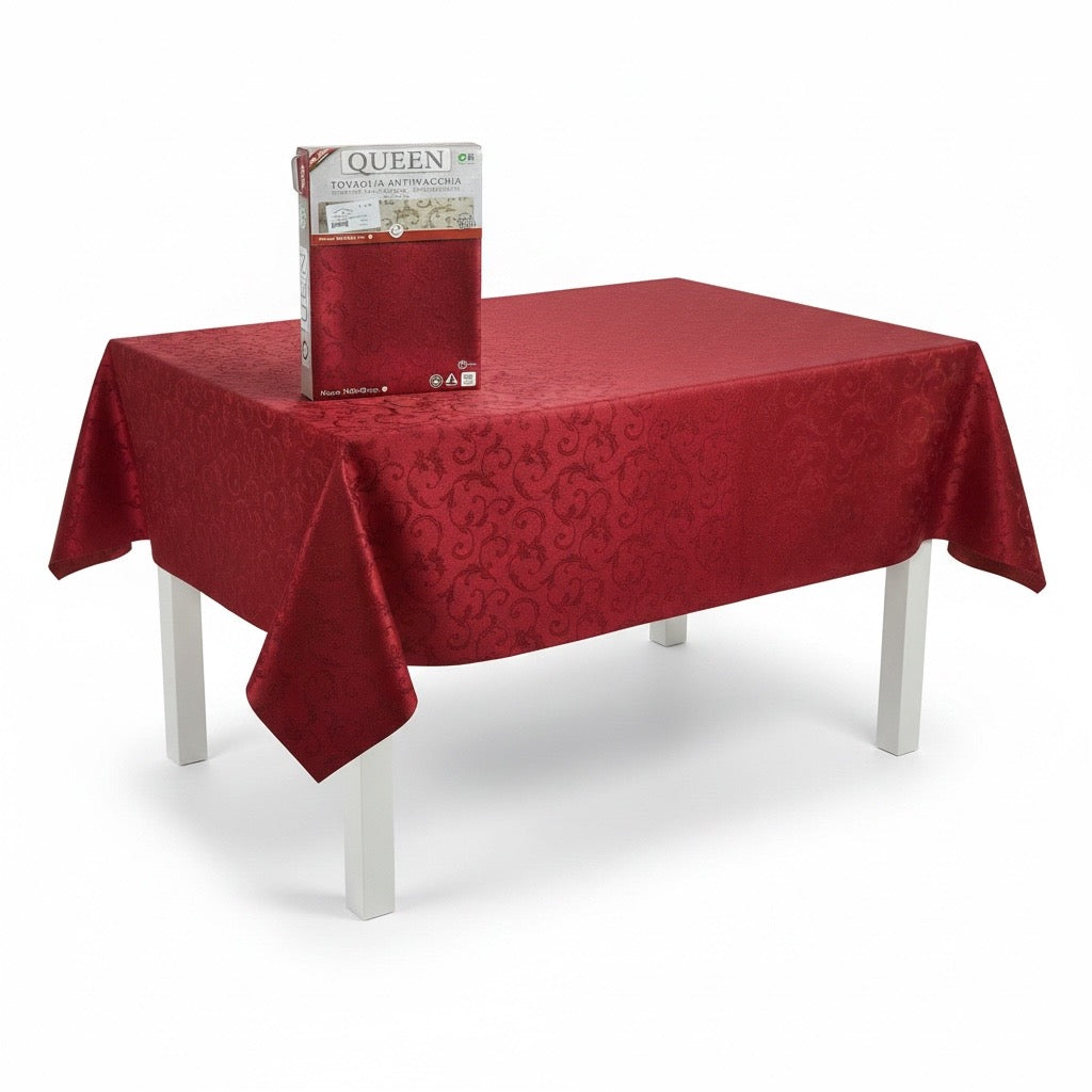 Tovaglia QUEEN Jacquard Antimacchia Bordeaux 140x140