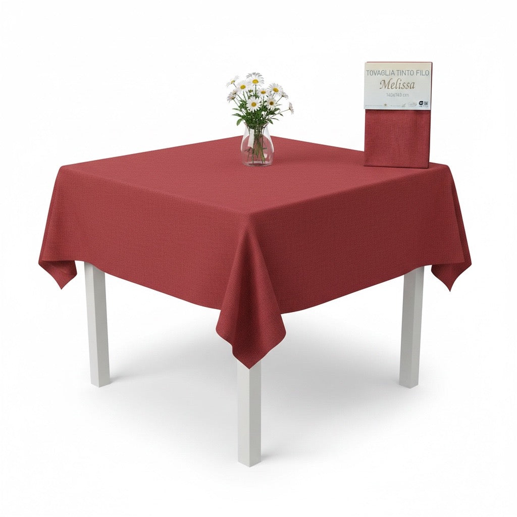 Tovaglia Melissa Tinto Filo Bordeaux 140x140