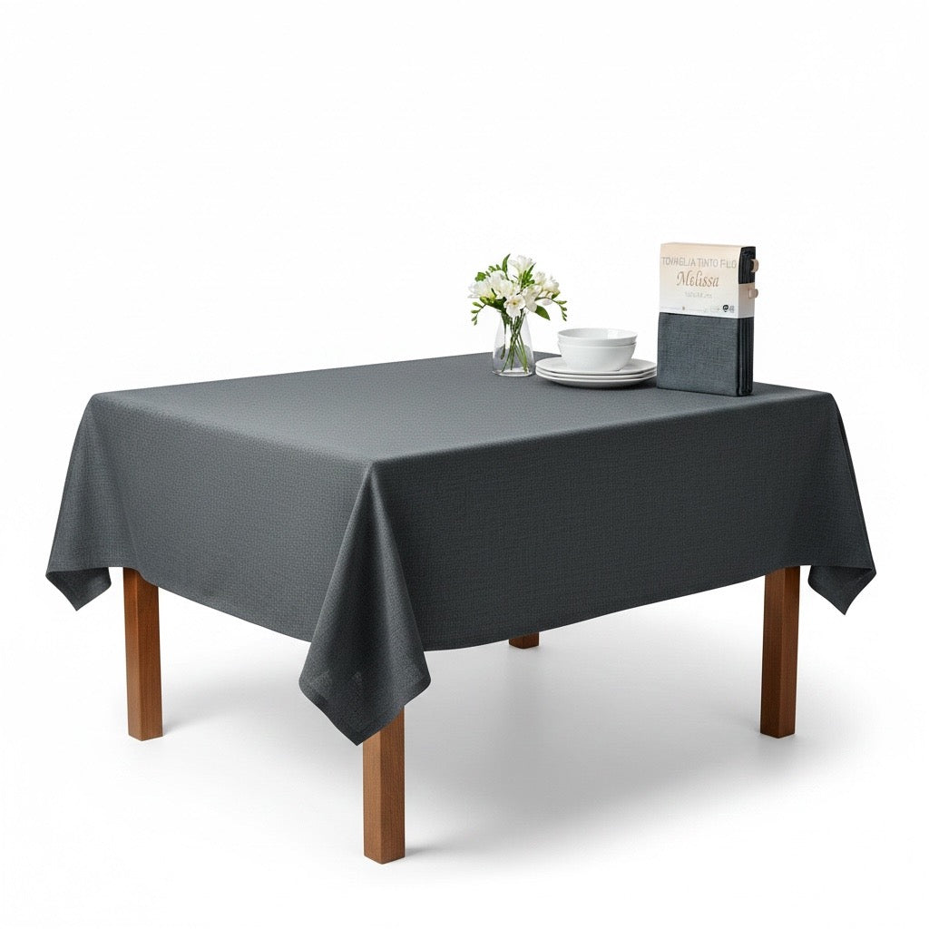 Tovaglia Melissa Tinto Filo Grigio Scuro 140x140