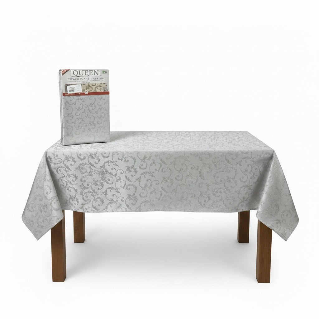Tovaglia QUEEN Jacquard Antimacchia Argento 140x140