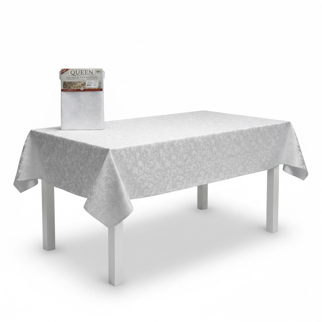 Tovaglia QUEEN Jacquard Antimacchia Bianco Luce 140x140